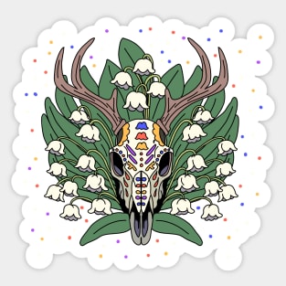 May's Lily of the Valley & Deer Skull Sticker
